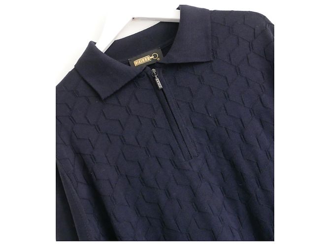 Zilli Navy Textured Polo-Strickoberteil - Ansicht 2