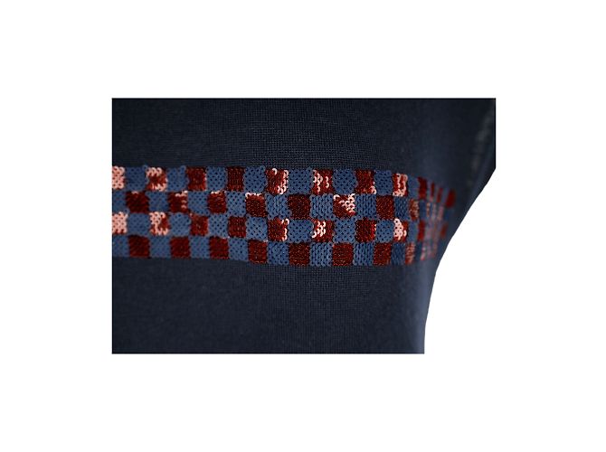 Marineblaues Wollkleid von Louis Vuitton mit Paillettendetails - Ansicht 3