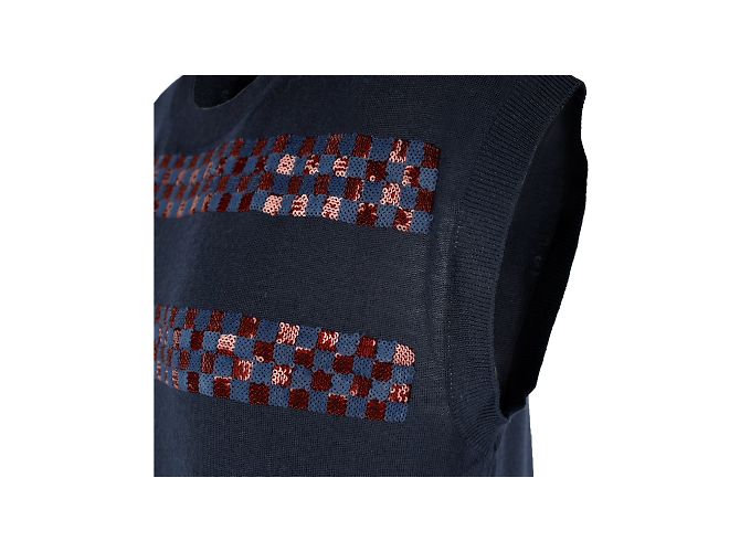 Marineblaues Wollkleid von Louis Vuitton mit Paillettendetails - Ansicht 4