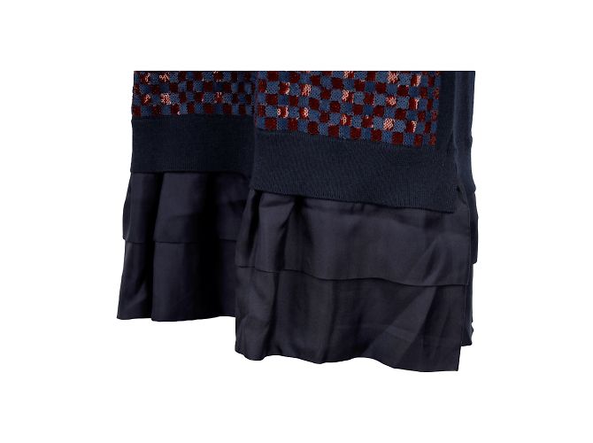 Marineblaues Wollkleid von Louis Vuitton mit Paillettendetails - Ansicht 5
