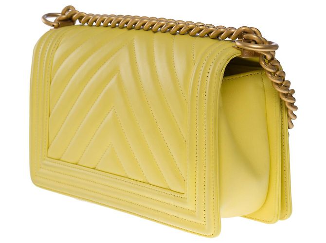 Le Boy Bolsa CHANEL Boy em couro amarelo - 101201 - vista 5