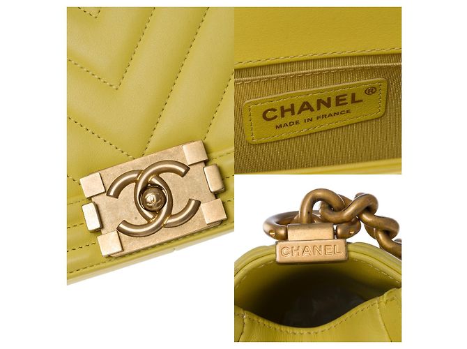 Le Boy Bolsa CHANEL Boy em couro amarelo - 101201 - vista 6