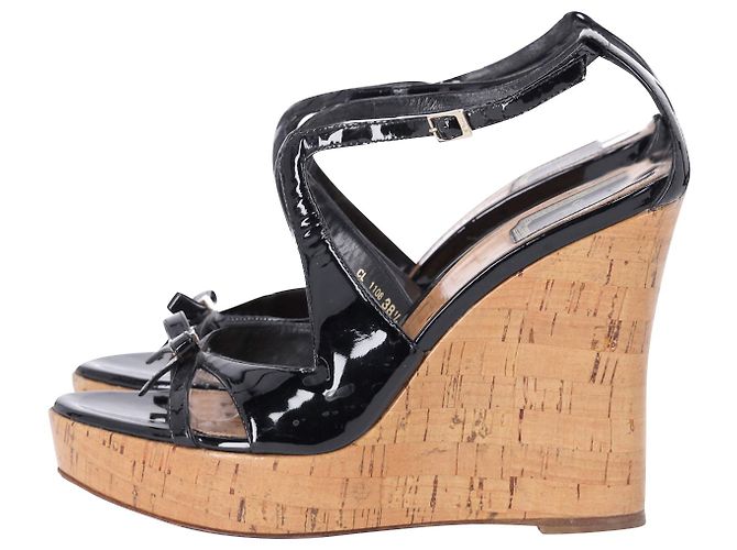 Zeppa Christian Dior Starlet T-Strap in vernice nera - vista 3