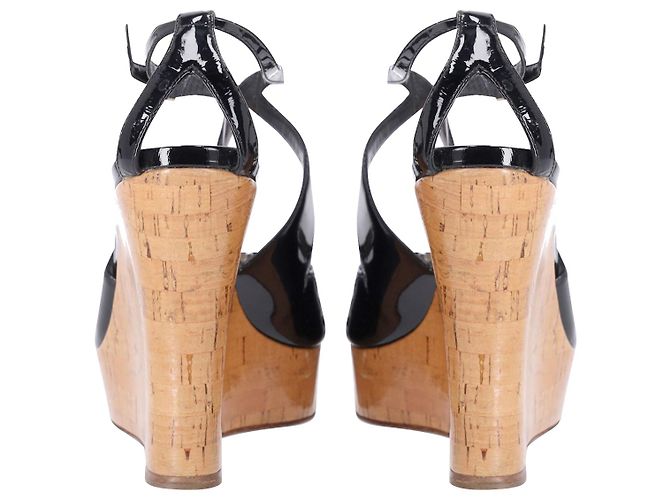 Zeppa Christian Dior Starlet T-Strap in vernice nera - vista 4