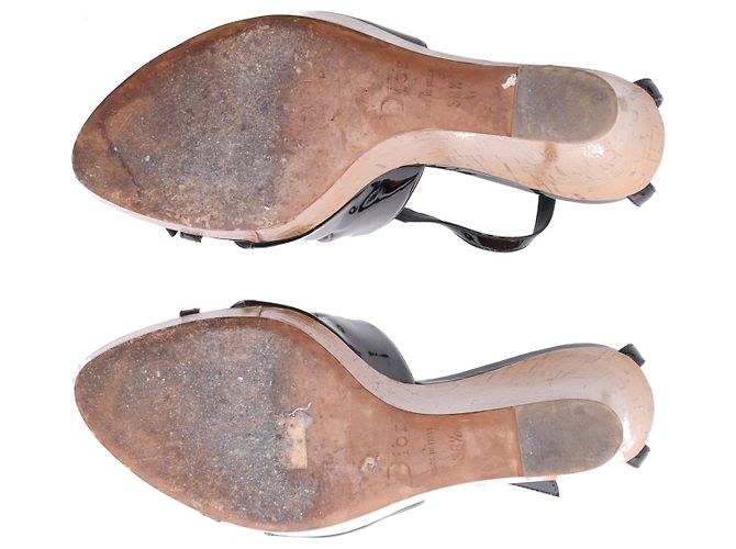 Zeppa Christian Dior Starlet T-Strap in vernice nera - vista 6