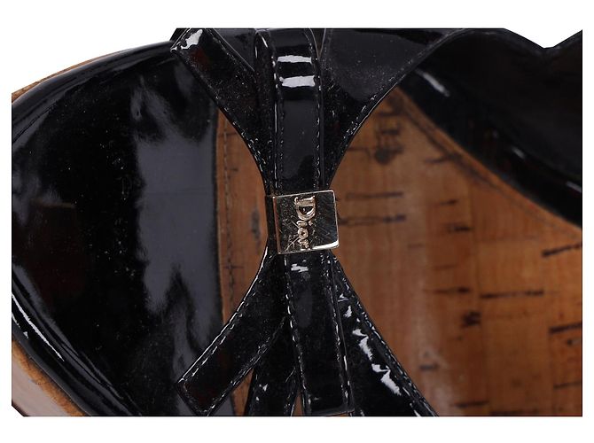 Zeppa Christian Dior Starlet T-Strap in vernice nera - vista 7