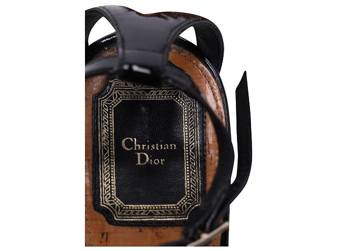 Zeppa Christian Dior Starlet T-Strap in vernice nera - vista 8