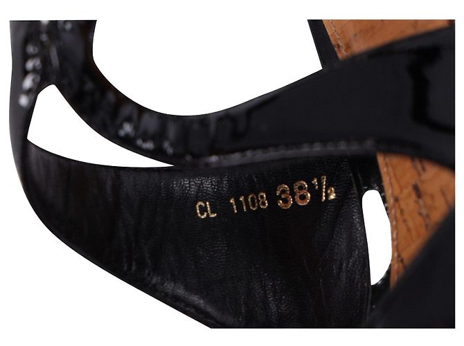 Zeppa Christian Dior Starlet T-Strap in vernice nera - vista 9