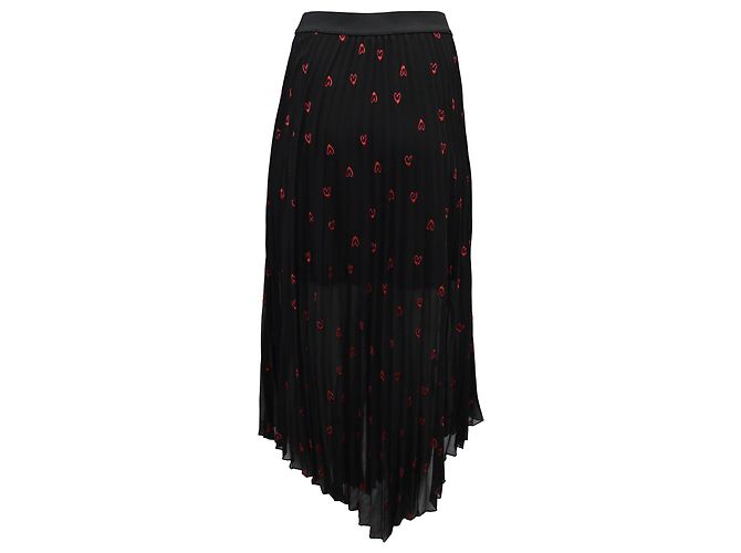 Maje Jengo bestickter Herz-Midirock aus schwarzem Polyester - Ansicht 3