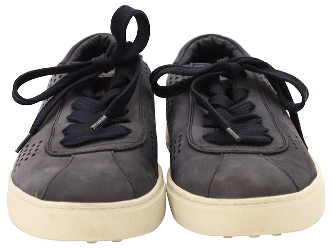 Tod's Tod‘s Perforated Detail Lace Up Sneakers in Blue Suede - view 2