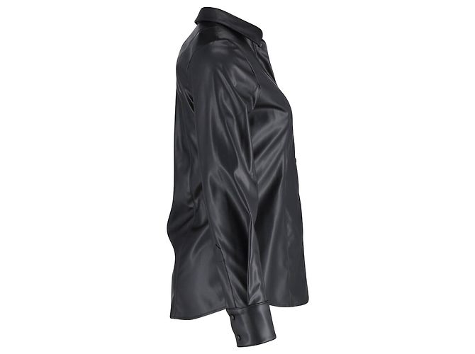 MSGM Buttondown-Hemd aus schwarzem Kunstleder - Ansicht 2