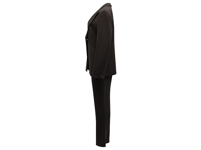 Giorgio Armani Conjunto de Terno Abotoado em Viscose de Poliéster Marrom - vista 2