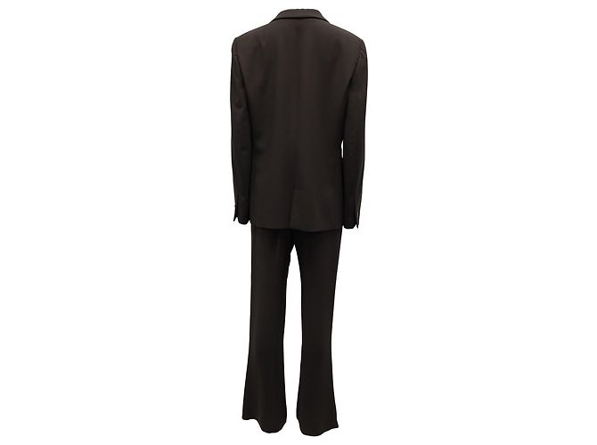 Giorgio Armani Conjunto de Terno Abotoado em Viscose de Poliéster Marrom - vista 3