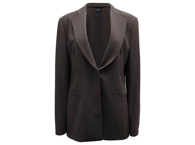 Giorgio Armani Conjunto de Terno Abotoado em Viscose de Poliéster Marrom - vista 4