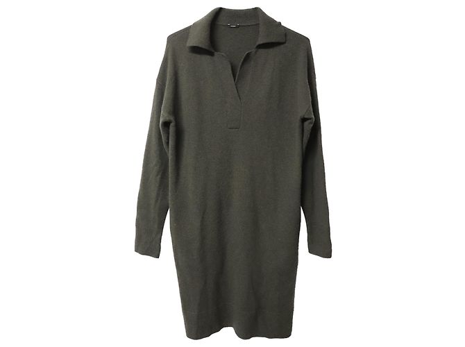 VESTIDO JOSEPH DE PUNTO EXTRA GRANDE DE LANA VERDE OSCURO Verde oliva - vista 4