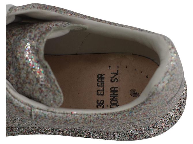Alexander Mcqueen Multicolor Glitter Spray Oversized Sneakers in Silver Leather Silvery Metallic - view 10