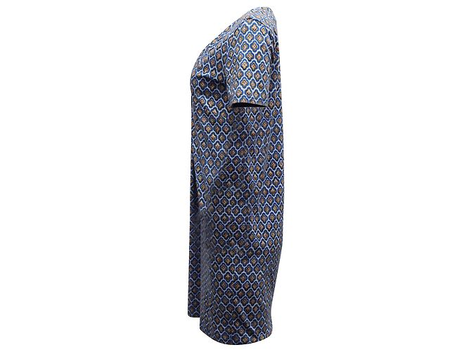 Max Mara Weekend Patterned Summer Shift Dress in Blue Print Viscose - view 2