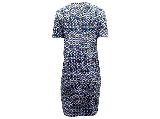 Max Mara Weekend Patterned Summer Shift Dress in Blue Print Viscose - view 3