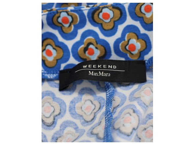 Max Mara Weekend Patterned Summer Shift Dress in Blue Print Viscose - view 4