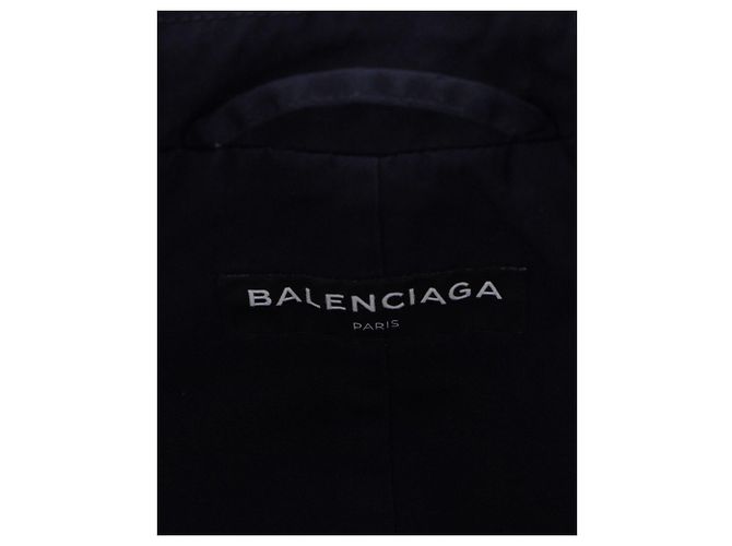 Balenciaga Carcoat al ginocchio in cotone blu navy - vista 4