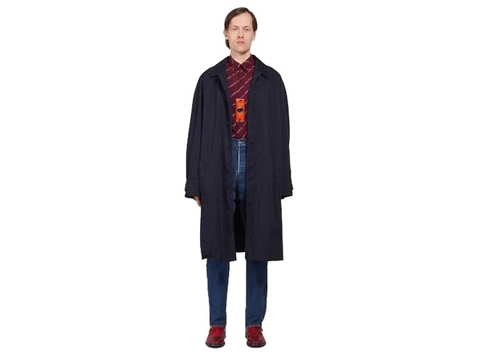 Balenciaga Carcoat al ginocchio in cotone blu navy - vista 7