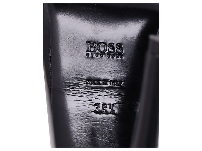 Hugo Boss Boss Riemchen-Plateausandalen aus schwarzem Leder - Ansicht 10