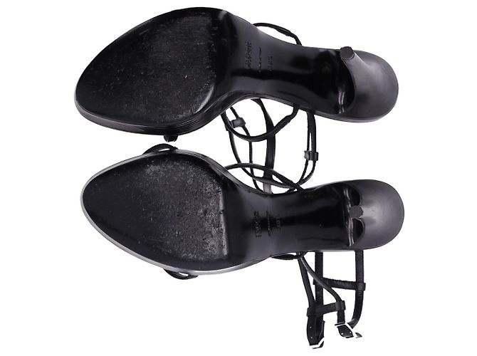 Hugo Boss Boss Riemchen-Plateausandalen aus schwarzem Leder - Ansicht 6
