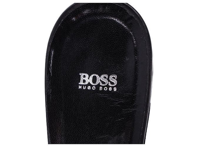 Hugo Boss Boss Riemchen-Plateausandalen aus schwarzem Leder - Ansicht 8