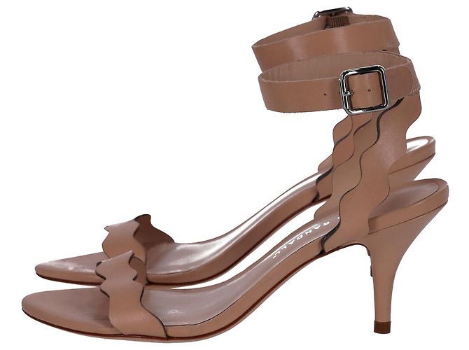 Sandali Loeffler Randall Reina Kitten Heel in pelle beige - vista 3