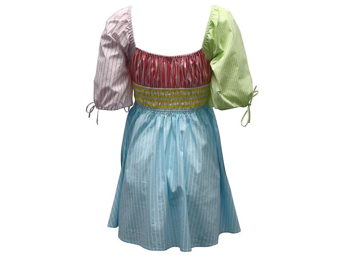 Mini abito Staud Topsail a righe colorblock in cotone multicolor - vista 3