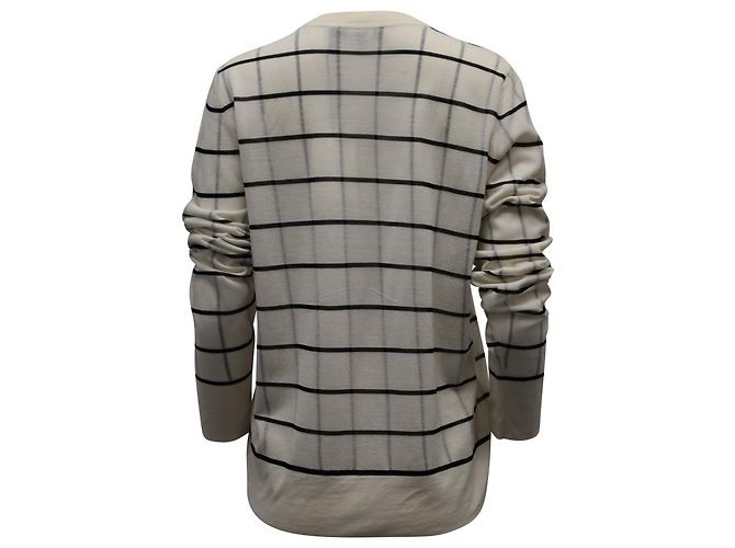 Theory Grid-Print-Pullover aus eierschalenweißer Wollmischung Braun Beige - Ansicht 3