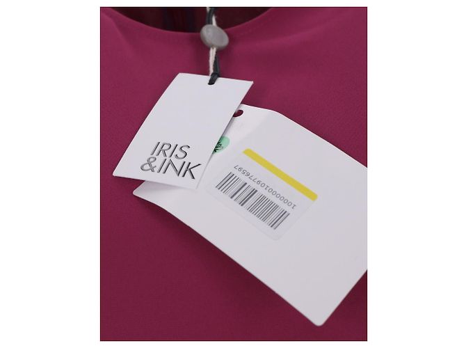 Kurzärmliges Mini-Etuikleid von Iris & Ink aus fuchsiarosafarbenem Polyester - Ansicht 4