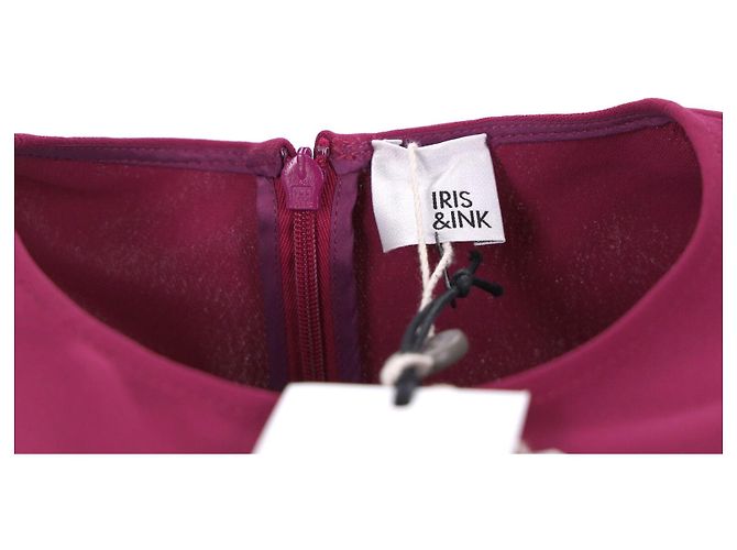 Kurzärmliges Mini-Etuikleid von Iris & Ink aus fuchsiarosafarbenem Polyester - Ansicht 5