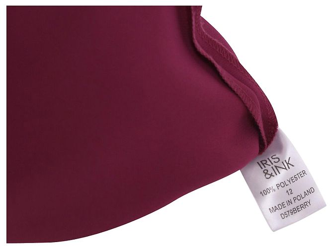 Kurzärmliges Mini-Etuikleid von Iris & Ink aus fuchsiarosafarbenem Polyester - Ansicht 6