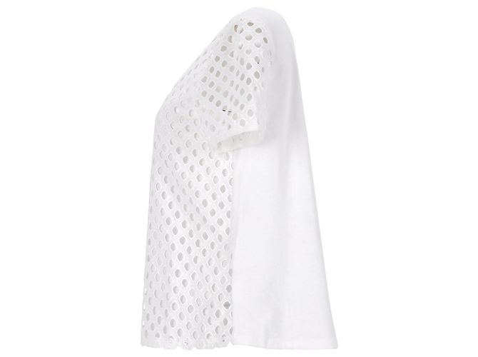 T-shirt Tory Burch con occhielli frontali in cotone bianco - vista 2