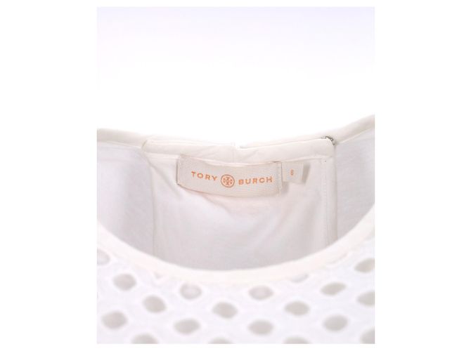 T-shirt Tory Burch con occhielli frontali in cotone bianco - vista 5