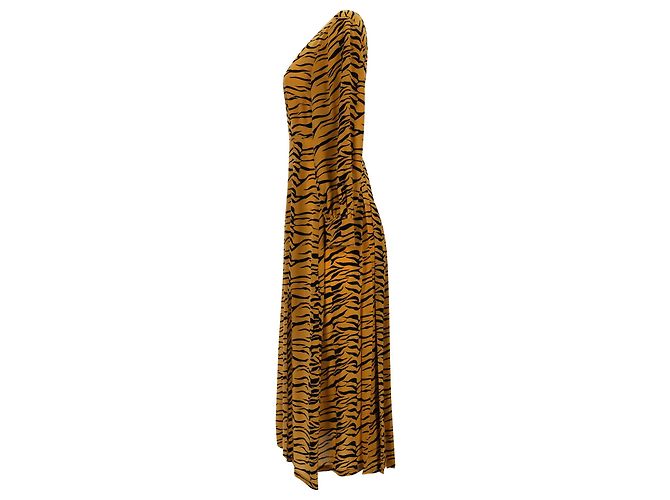 Autre Marque Rixo Emma Midikleid aus Polyester mit Animal-Print Python drucken - Ansicht 2