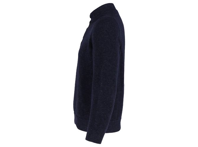 Loro Piana Rollkragenpullover mit Knöpfen aus marineblauem Kaschmir - Ansicht 2