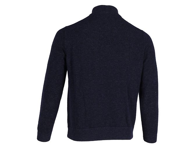 Loro Piana Rollkragenpullover mit Knöpfen aus marineblauem Kaschmir - Ansicht 3
