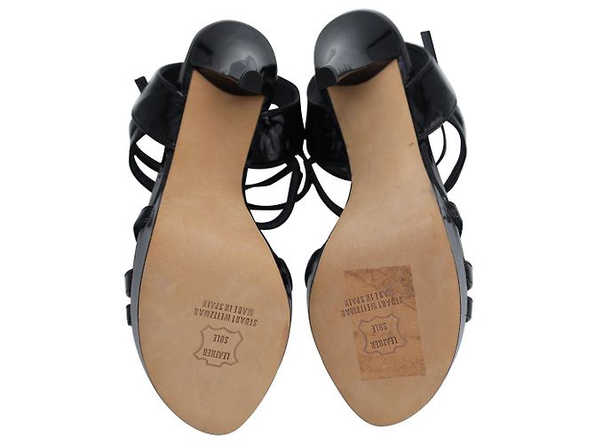 Sandali Stuart Weitzman con cinturino e tacco alto in vernice nera Nero - vista 6