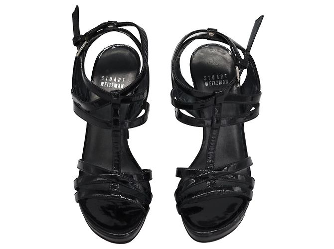 Sandali Stuart Weitzman con cinturino e tacco alto in vernice nera Nero - vista 9