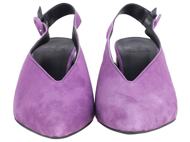 Iris & Ink Iris &Ink Slingback Block Heel Pumps in Purple Suede - view 2