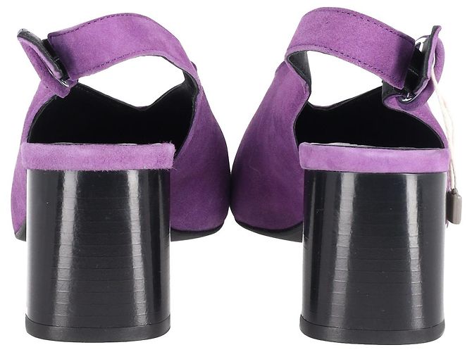 Iris & Ink Iris &Ink Slingback Block Heel Pumps in Purple Suede - view 5