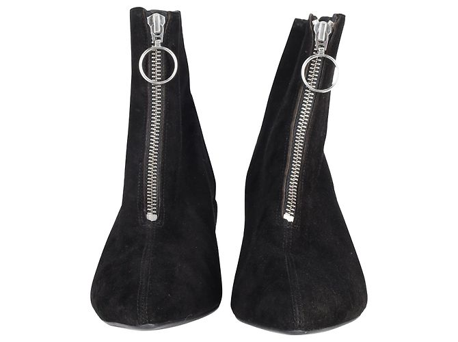 Iris & Ink Zip Ankle Boot in Black Suede - view 2