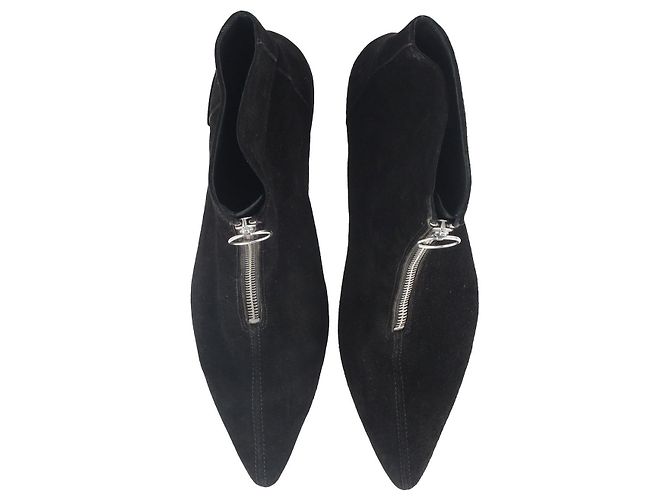 Iris & Ink Zip Ankle Boot in Black Suede - view 3