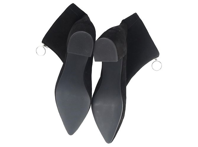Iris & Ink Zip Ankle Boot in Black Suede - view 5