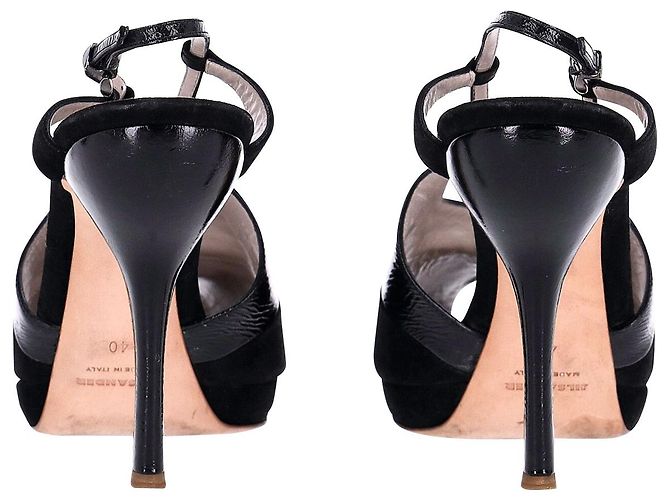 Jil Sander Peep-Toe-Pumps mit hohem Absatz aus schwarzem Leder und Wildleder - Ansicht 3