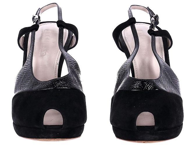 Jil Sander Peep-Toe-Pumps mit hohem Absatz aus schwarzem Leder und Wildleder - Ansicht 4