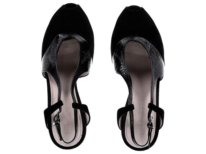 Jil Sander Peep-Toe-Pumps mit hohem Absatz aus schwarzem Leder und Wildleder - Ansicht 5