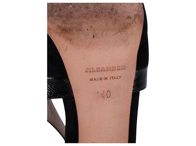 Jil Sander Peep-Toe-Pumps mit hohem Absatz aus schwarzem Leder und Wildleder - Ansicht 7